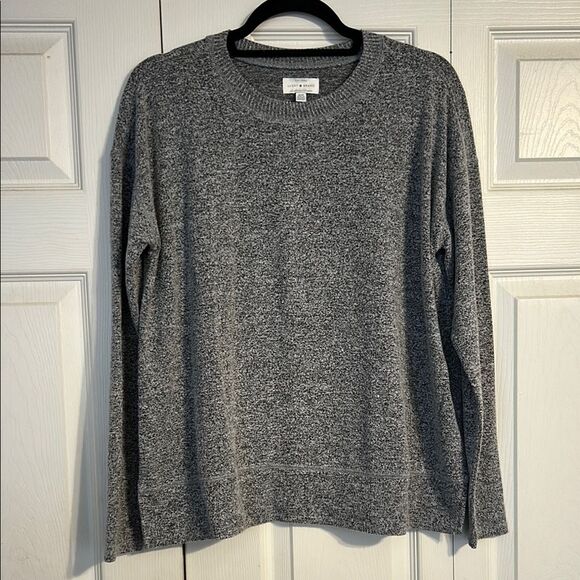 LUCKY Brand Size Medium Gray Marled Crewneck Sweatshirt Pullover Cozy Relaxed Fi - Picture 1 of 8